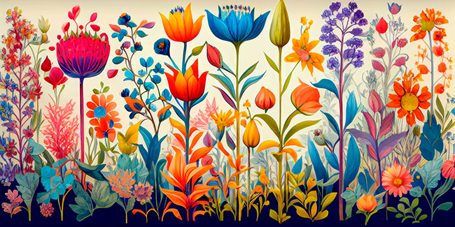 Fotomural o papel pintado flores silvestres bosque